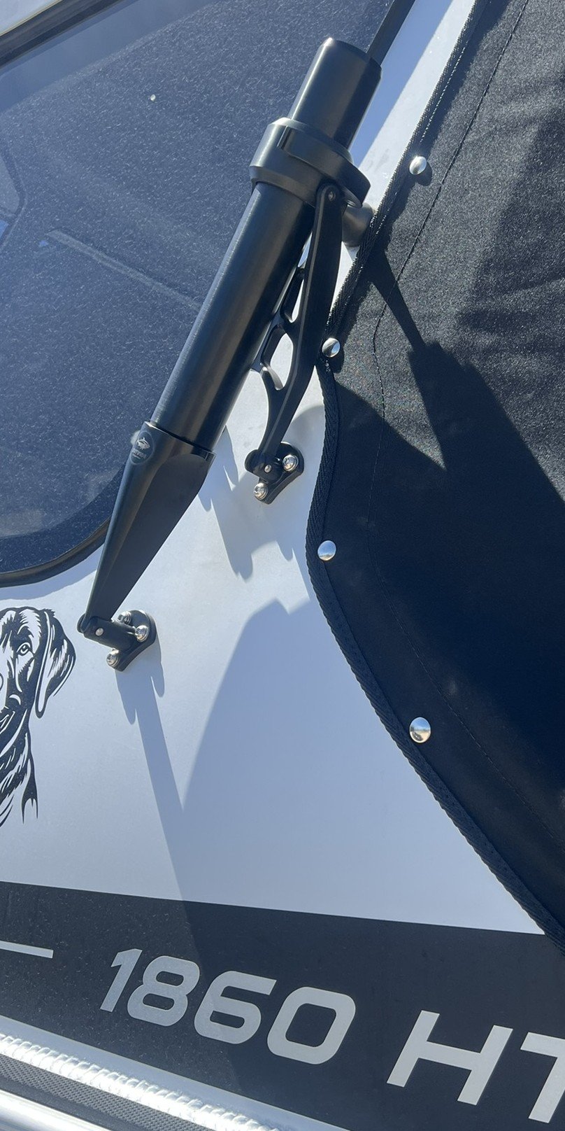 Slimline Outwide gamefishing outrigger bases on a proline 1860 HT